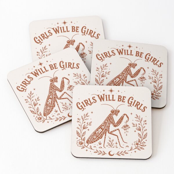 Item preview, Girls Will Be Girls Praying Mantis, Feminist Insect, Vintage Botanical Mantis, Nature Lover Gift designed and sold by Sprinkle12345.