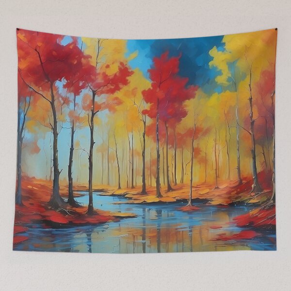 Item preview, Abstract Autumn Trees Drip Painting Art designed and sold by Glitchart66.