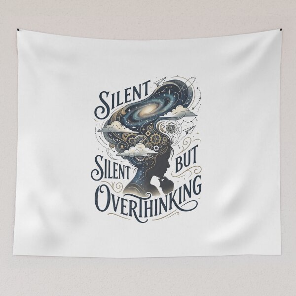 Item preview, Silent But Overthinking Vintage Galaxy Design | Introvert Mind Aesthetic Funny T-Shirt designed and sold by softmind studio.