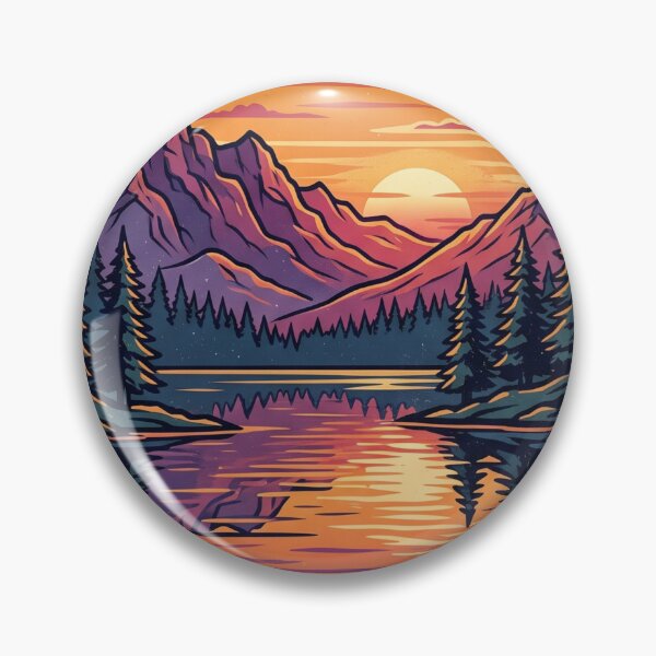Item preview, Retro Sunset Mountain Sticker | Vintage Nature Decal designed and sold by ZaanaDesign.