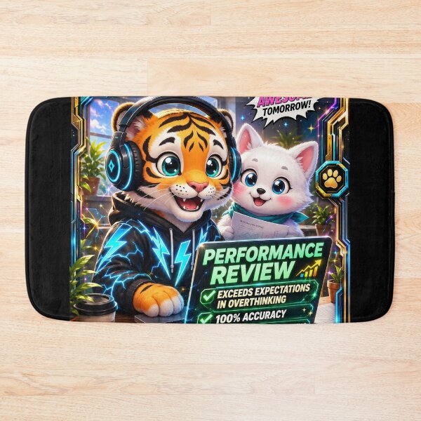 Item preview, Performance Review: Exceeds Expectations in Overthinking | Funny Office NeoTig & Luna TCG Sticker designed and sold by NeoTigLuna.