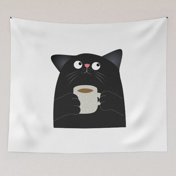Item preview, Black Cat Coffee Lover Feline Drinker Morning Caffeine Pet Owner designed and sold by SkeletonsDanger.