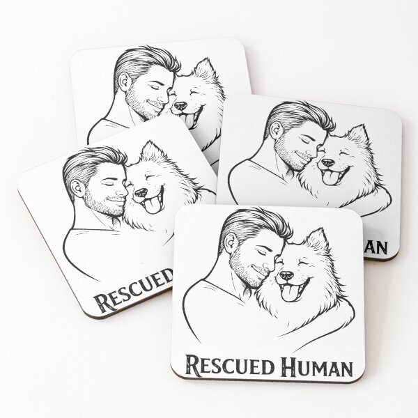 Item preview, Rescued Human - Funny Dog Dad Adoption Quote designed and sold by ArtsyDog42.