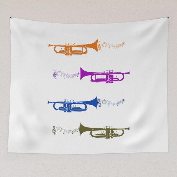 Item preview, Four colourful trumpets with musical notes designed and sold by YEMIDELDESIGNS.