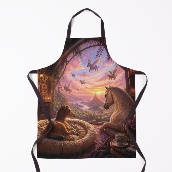 Item preview, Magical Pegasus Mother and Foal in Cozy Stable Overlooking Sunset Castle Valley designed and sold by LisaMise.