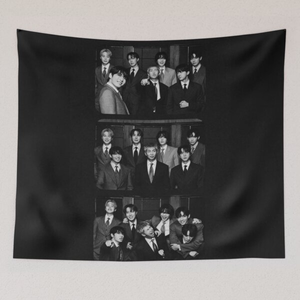 Item preview, BTS Classic Suit Group Photo Strip - Black and White Kpop Fanart designed and sold by RodyKpopshop.
