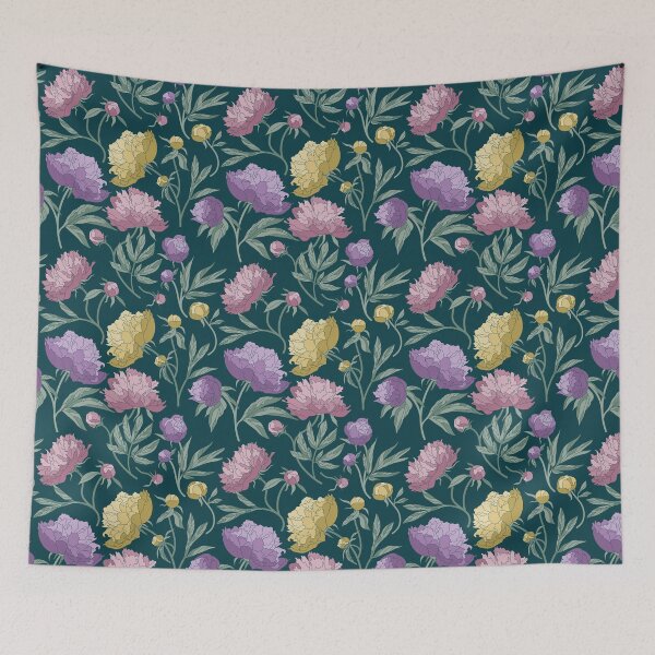 Item preview, Peonies - Midnight Teal designed and sold by Vytfur Zone.