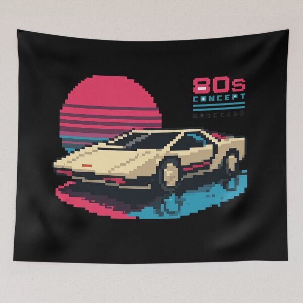 Item preview, 80s Retro Futuristic Concept Car Neon Synthwave Design designed and sold by TEEJAMBOREE.