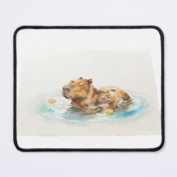 Item preview, Watercolor capybara bathing designed and sold by TheMagicIcon.