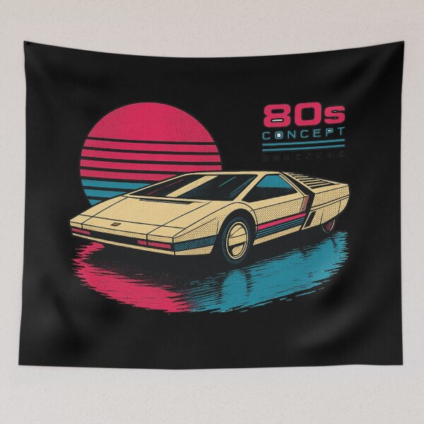 Item preview, 80s Retro Futuristic Concept Car Neon Synthwave Design designed and sold by TEEJAMBOREE.