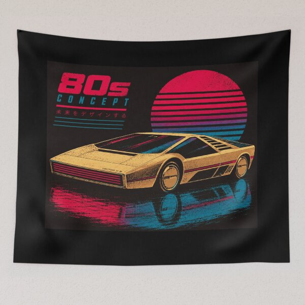 Item preview, 80s Retro Futuristic Concept Car Neon Synthwave Design designed and sold by TEEJAMBOREE.