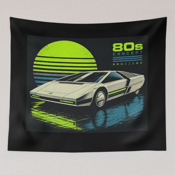 Item preview, 80s Retro Futuristic Concept Car Neon Synthwave Design designed and sold by TEEJAMBOREE.