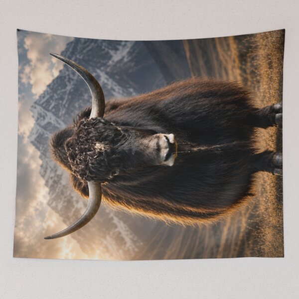 Item preview, Majestic Highland Yak Beneath Snow-Capped Peaks designed and sold by Kimberly Palmer.