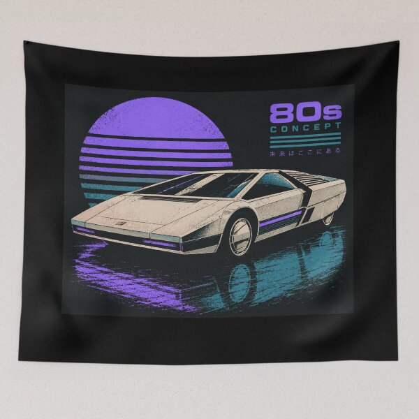 Item preview, 80s Retro Futuristic Concept Car Neon Synthwave Design designed and sold by TEEJAMBOREE.
