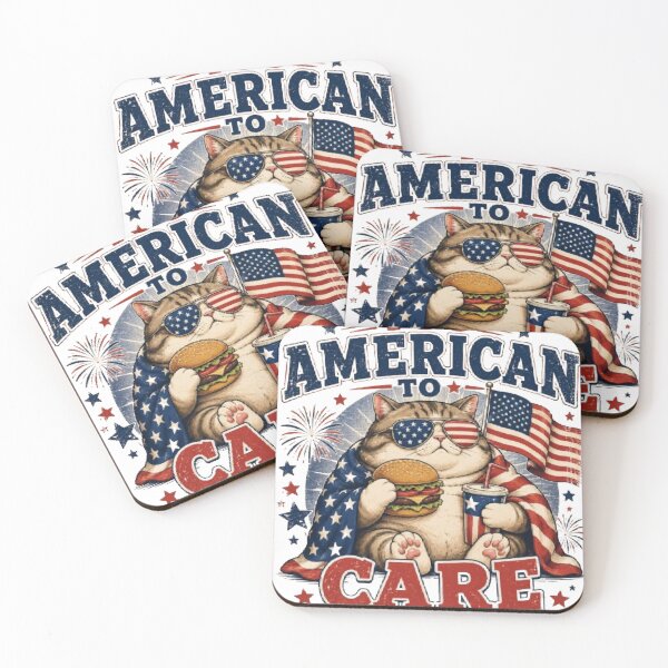 Item preview, Too American To Care Funny Patriotic Cat Fourth of July Design designed and sold by AveniaOficial.