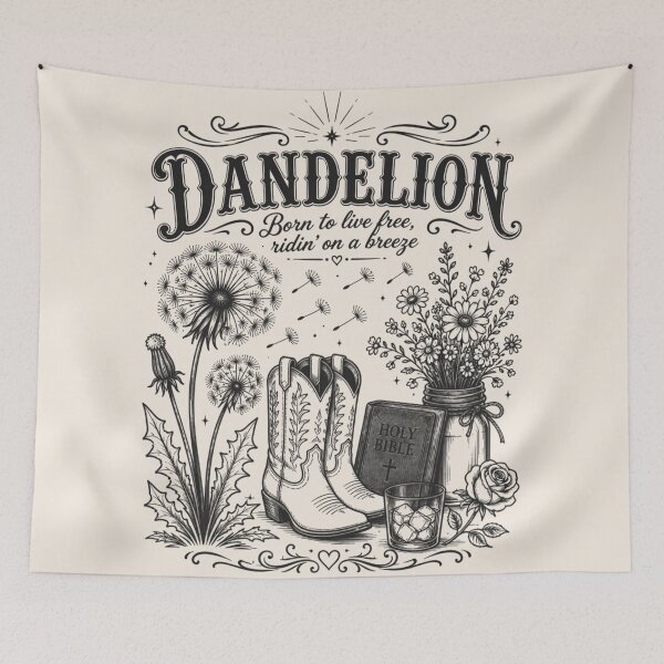 Item preview, Dandelion, Vintage Wildflower, Indie Folk Style, Cowgirl Boots Gift, Country Aesthetic designed and sold by Sprinkle12345.