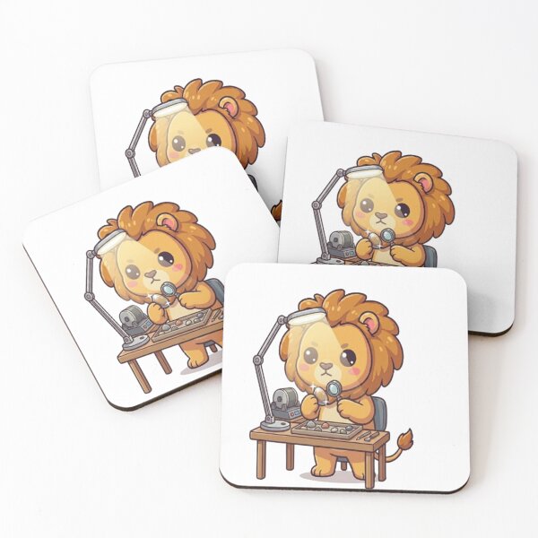 Item preview, Cute Lion Gemologist Polishing Rocks designed and sold by Ella_Sketch.