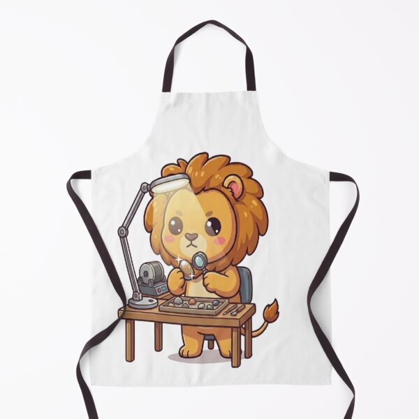 Item preview, Cute Lion Gemologist Polishing Rocks designed and sold by Ella_Sketch.