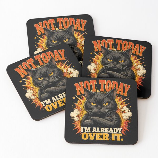 Item preview, Not Today I'm Already Over It – Grumpy Black Cat Funny Introvert Vintage Graphic T-Shirt designed and sold by Cavalier-org.