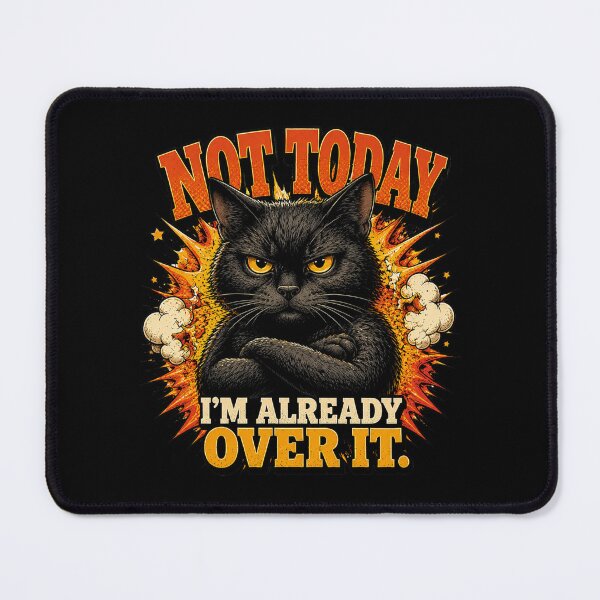 Item preview, Not Today I'm Already Over It – Grumpy Black Cat Funny Introvert Vintage Graphic T-Shirt designed and sold by Cavalier-org.