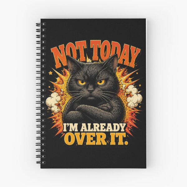 Item preview, Not Today I'm Already Over It – Grumpy Black Cat Funny Introvert Vintage Graphic T-Shirt designed and sold by Cavalier-org.