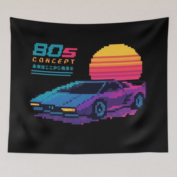 Item preview, 80s Retro Futuristic Concept Car Neon Synthwave Design designed and sold by TEEJAMBOREE.