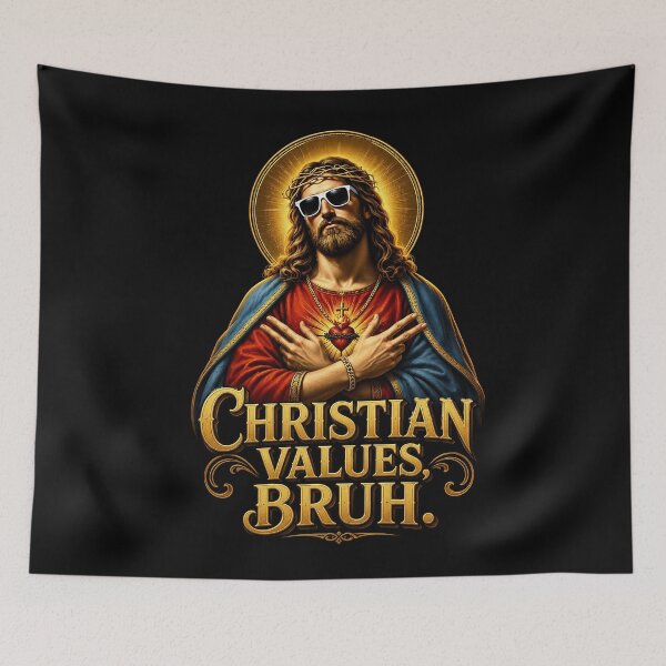 Item preview, Christian Values Bruh Cool Jesus Humor designed and sold by Victor Shadehorn.