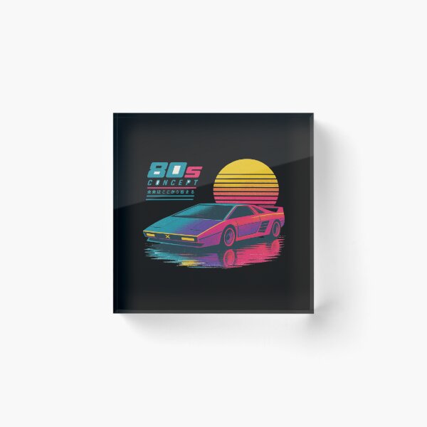 Item preview, 80s Retro Futuristic Concept Car Neon Synthwave Design designed and sold by TEEJAMBOREE.