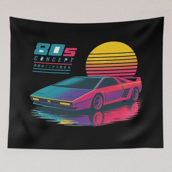 Item preview, 80s Retro Futuristic Concept Car Neon Synthwave Design designed and sold by TEEJAMBOREE.