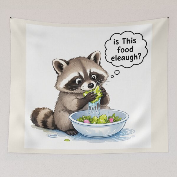 Item preview, Cute OCD Raccoon Washing Food Kawaii Watercolor Funny designed and sold by Arobinoz.