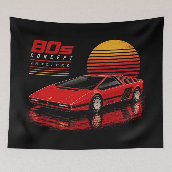 Item preview, 80s Retro Futuristic Concept Car Neon Synthwave Design designed and sold by TEEJAMBOREE.