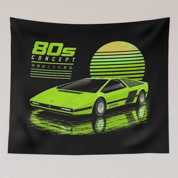 Item preview, 80s Retro Futuristic Concept Car Neon Synthwave Design designed and sold by TEEJAMBOREE.
