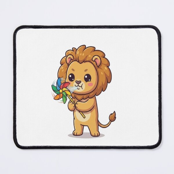 Item preview, Cute Lion Blowing Colorful Pinwheel designed and sold by Ella_Sketch.