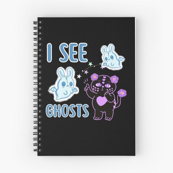 Item preview, I see ghosts - Black love cat seeing bunny boo ghosts designed and sold by BritishDelights.