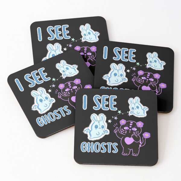 Item preview, I see ghosts - Black love cat seeing bunny boo ghosts designed and sold by BritishDelights.