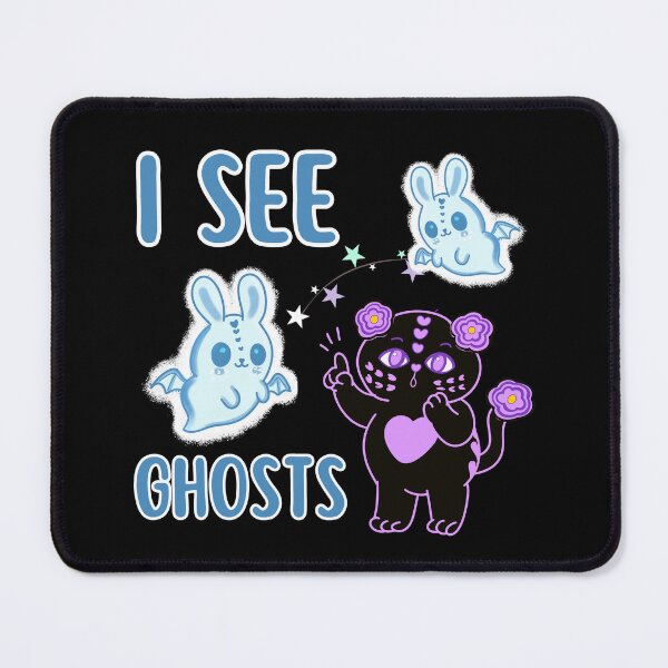 Item preview, I see ghosts - Black love cat seeing bunny boo ghosts designed and sold by BritishDelights.