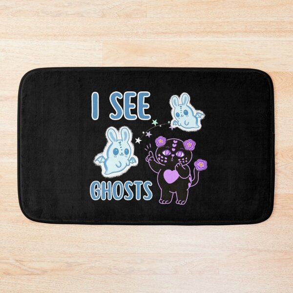 Item preview, I see ghosts - Black love cat seeing bunny boo ghosts designed and sold by BritishDelights.