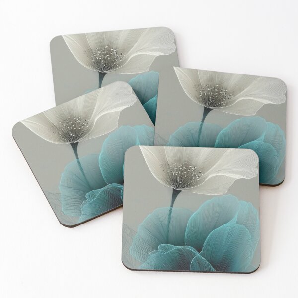 Item preview, Elegant X-Ray Floral Art Teal and White Poppies designed and sold by Hey! your search is end here.