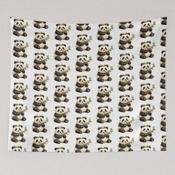 Item preview, Cute Panda with Bamboo and Leaf Crown Art Kawaii Animal Illustration for Graphic Tee Lovers and Panda Tshirt Fans designed and sold by TDZCOLLECTION.