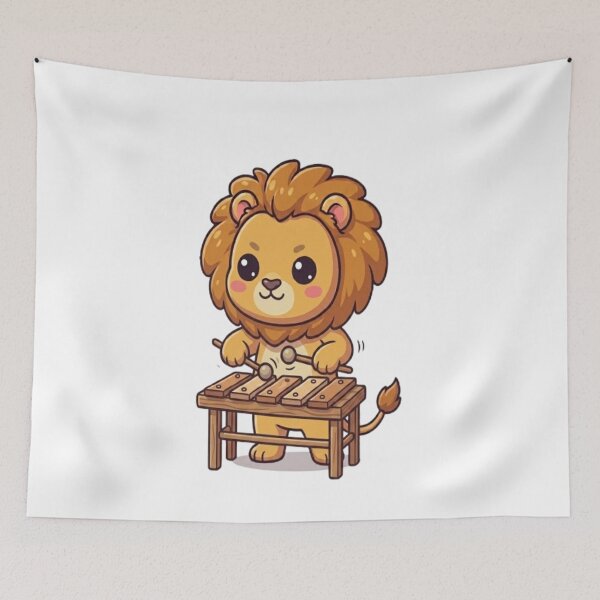 Item preview, Cute Lion Playing Xylophone Instrument designed and sold by Ella_Sketch.