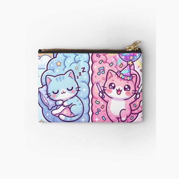 Item preview, "Two Moods Cat Brain – Sleep vs Party | Kawaii Pastel Split Brain Cute Cat" designed and sold by Arobinoz.
