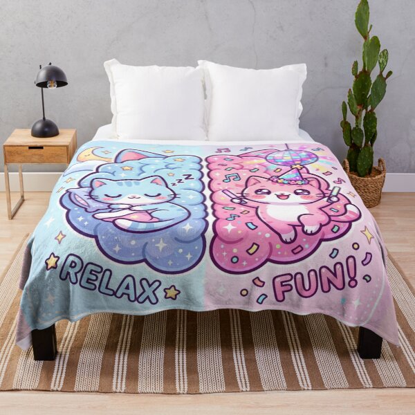 Item preview, "Two Moods Cat Brain – Sleep vs Party | Kawaii Pastel Split Brain Cute Cat" designed and sold by Arobinoz.