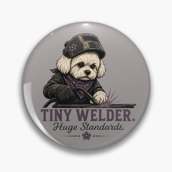 Item preview, Tiny Welder Huge Standards Maltese Dog Welder Vintage Welding Design designed and sold by RusticMeadow.