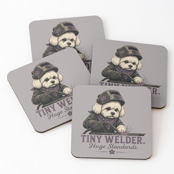 Item preview, Tiny Welder Huge Standards Maltese Dog Welder Vintage Welding Design designed and sold by RusticMeadow.