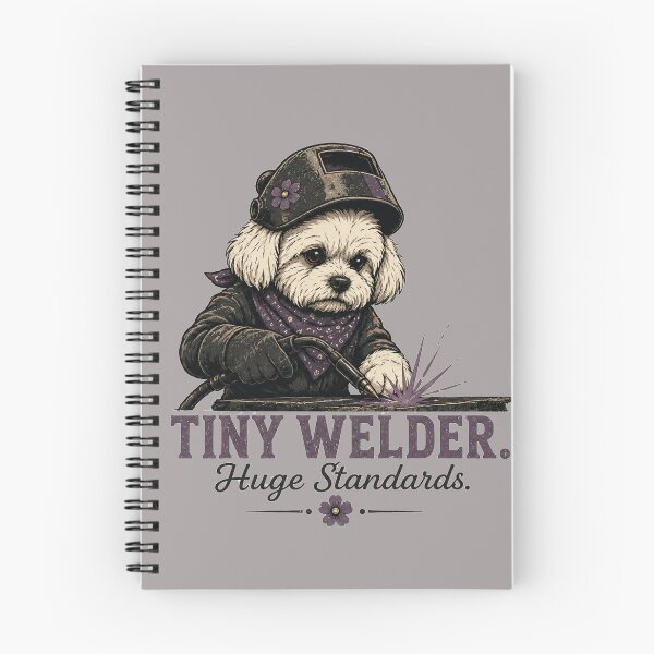 Item preview, Tiny Welder Huge Standards Maltese Dog Welder Vintage Welding Design designed and sold by RusticMeadow.
