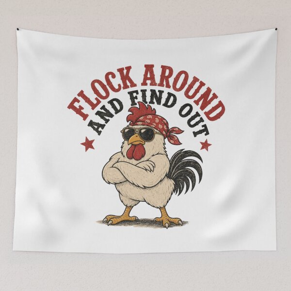 Item preview, Funny Flock Around and Find Out Rooster designed and sold by OverThunk.