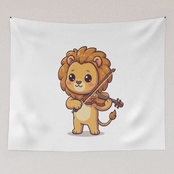 Item preview, Cute Lion Playing Violin Instrument designed and sold by Ella_Sketch.
