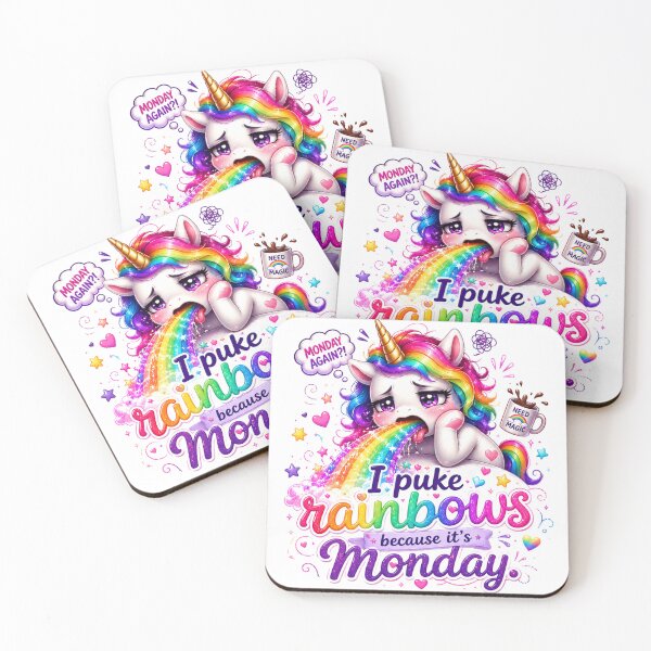 Item preview, I Vomit Rainbows Because It’s Monday Unicorn designed and sold by Tinosshop.