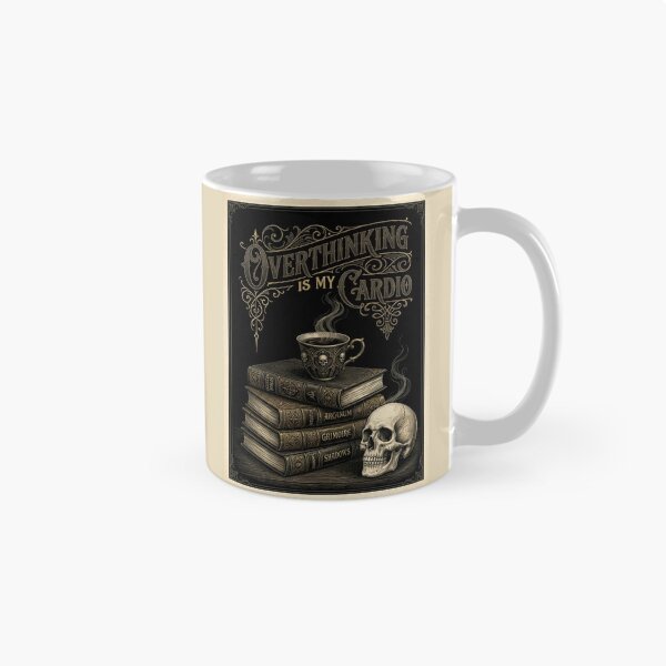 Item preview, Overthinking Is My Cardio Dark Academia Skull Books designed and sold by Arobinoz.