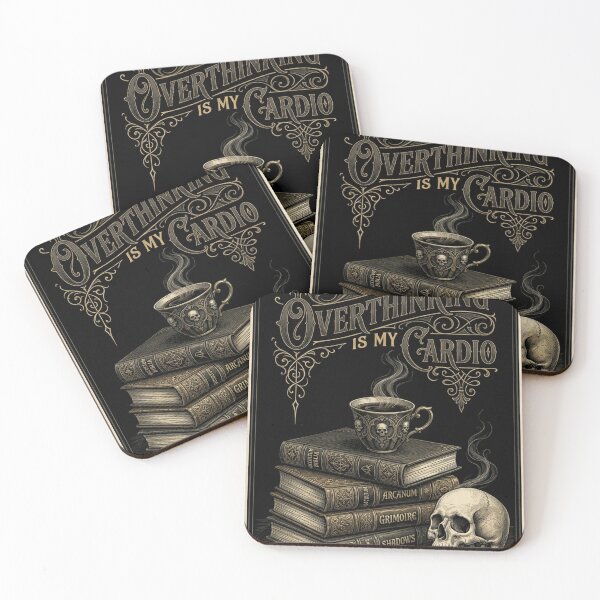 Item preview, Overthinking Is My Cardio Dark Academia Skull Books designed and sold by Arobinoz.